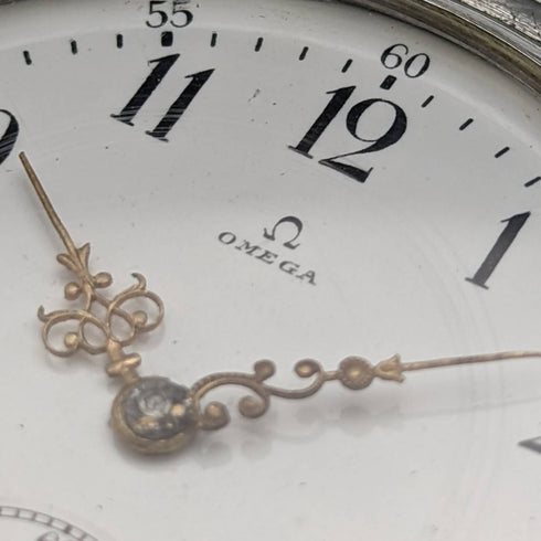 1900年頃 アンティーク オメガ 懐中時計 銀側ハンターケース 動作良好